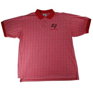 Dynasty Mens Tampa Bay Buccaneers Polo Shirt XL Red Striped‎ Embroidered Logo